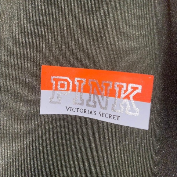 PINK Victoria's Secret Ultimate Olive Pullover with Orange Trim - Picture 4 of 5
